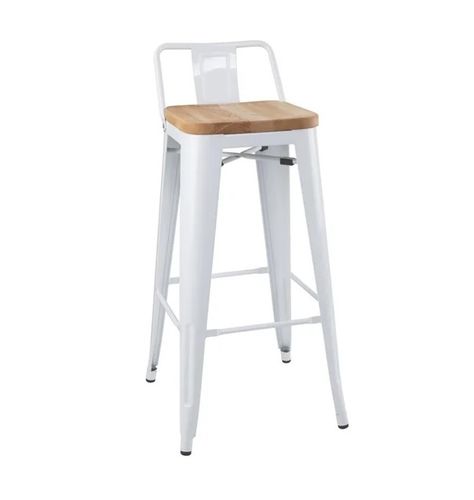 Bolero Bistro Backrest High Stools with Wooden Seat Pad White (Pack of 4)